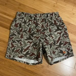 Over under small Sheer water swimming trunks in camo